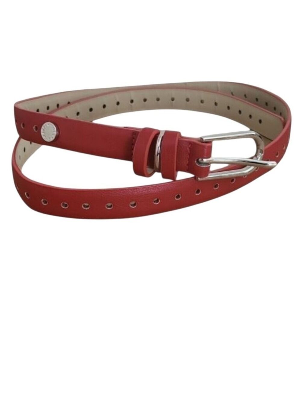 Steve Madden Red Skinny Belt with Silver Buckle | Fully Adjustable | 40"